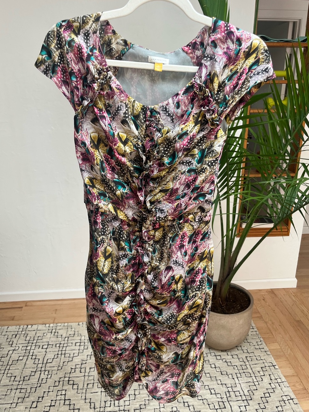 Anthropologie Leisfdottie Purple and Teal Silk mini Dress Size 2